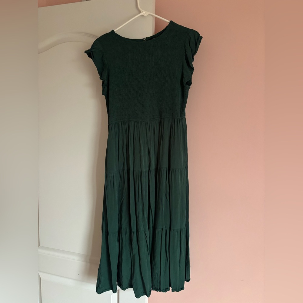 Women’s Dark Green Tiered Midi Dress